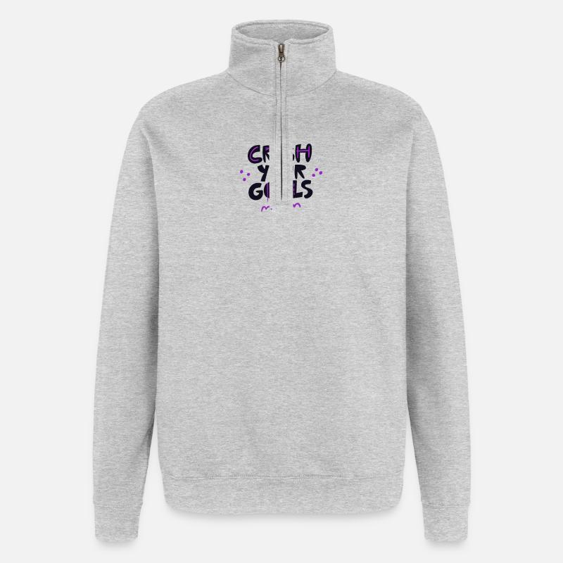 Écrasez vos objectifs : Violet Pulse - Sweat à zip 1/4 - gris chiné