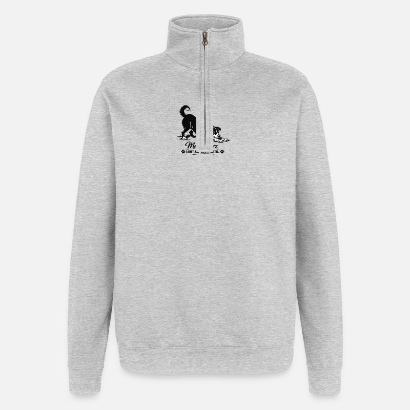 Mein Herz läuft auf vier Pfoten - Quarter-Zip-Sweatshirt - Grau meliert