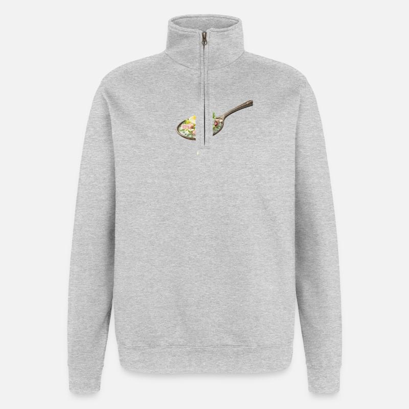 Okroshka dans l’illustration de la cuillère - Sweat à zip 1/4 - gris chiné