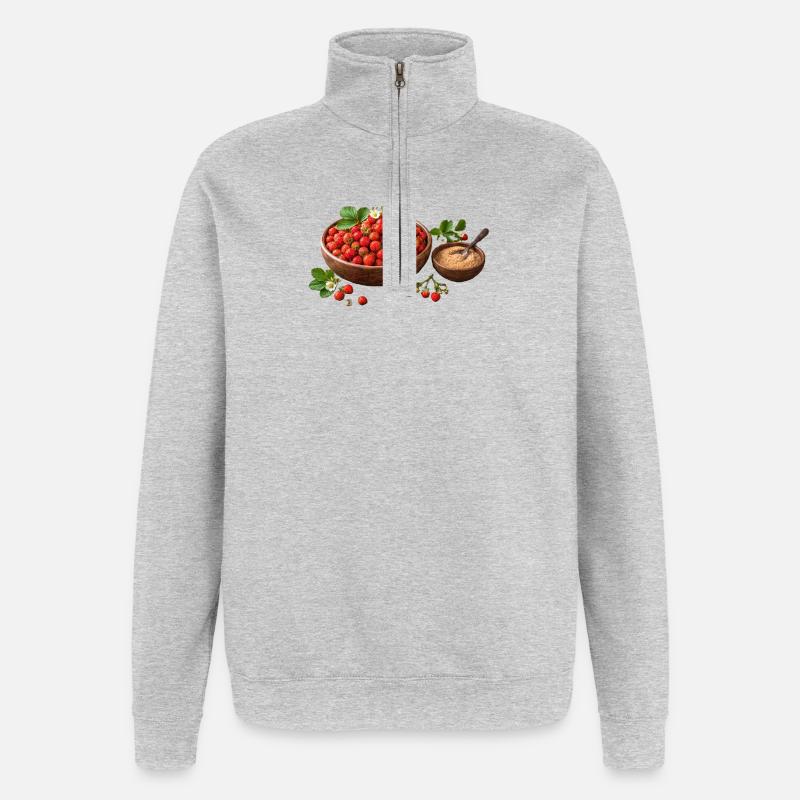 Erdbeeren Waldbeeren - Quarter-Zip-Sweatshirt - Grau meliert