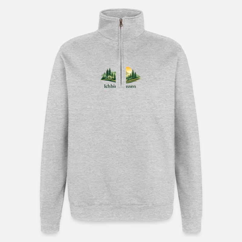 Ich bin draussen - Quarter-Zip-Sweatshirt - Grau meliert