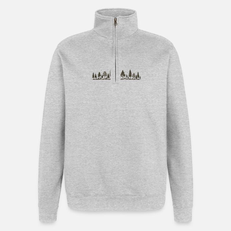 Waldsilhouette Baumlinie - Quarter-Zip-Sweatshirt - Grau meliert