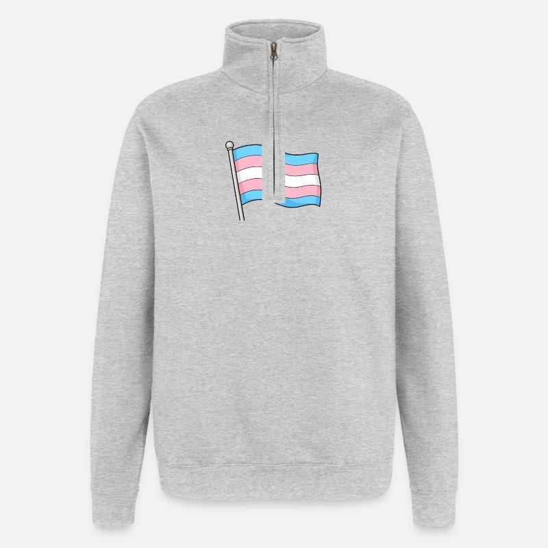 Transgender Flag Pastel Wave - Quarter-Zip Sweatshirt - heather grey