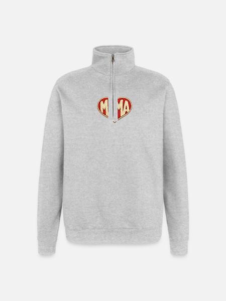 Mama Herz  - Quarter-Zip-Sweatshirt - Grau meliert