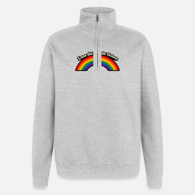 Don't Get Fucked x Rainbow - Quarter-Zip Sweatshirt - heather grey