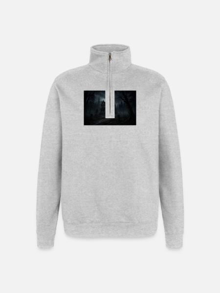 Geisterhaus im Nebelwald - Quarter-Zip-Sweatshirt - Grau meliert