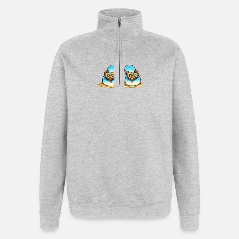 Tongs plage nœud Bretzel bleu - Sweat à zip 1/4 - gris chiné