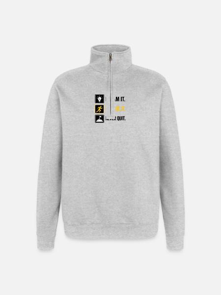 Pursue It: Run Think Rise - Quarter-Zip Sweatshirt - heather grey