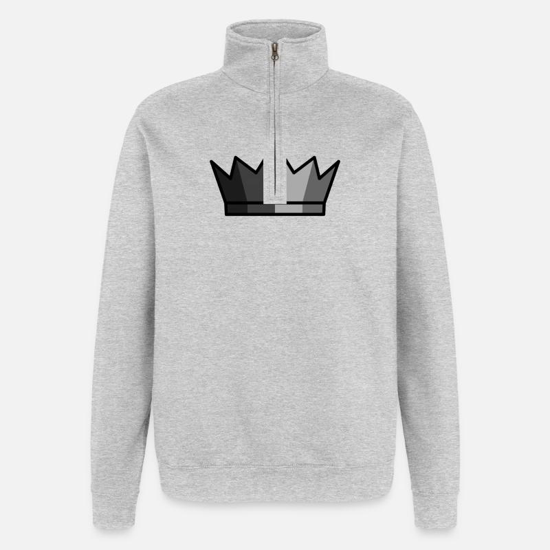 Schwarze Krone King Gaming Logo - Quarter-Zip-Sweatshirt - Grau meliert