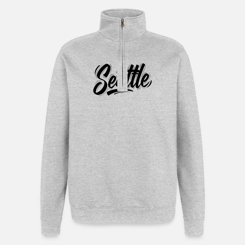 Seattle - Sweat à zip 1/4 - gris chiné