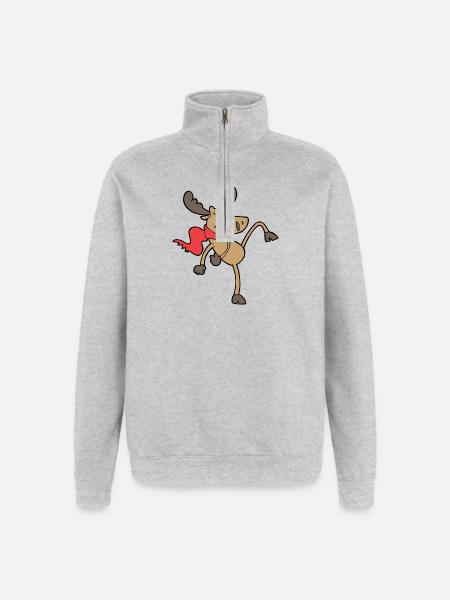 Danseuse de renne avec écharpe rouge - Sweat à zip 1/4 - gris chiné