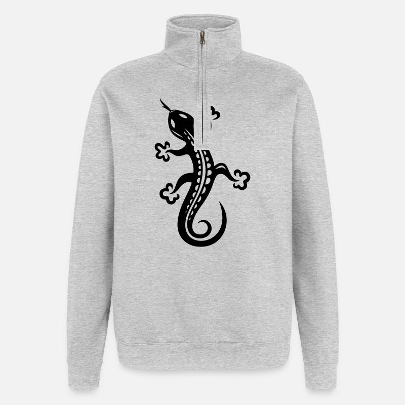Small lizard, salamander, Tattoo. - Quarter-Zip Sweatshirt - heather grey