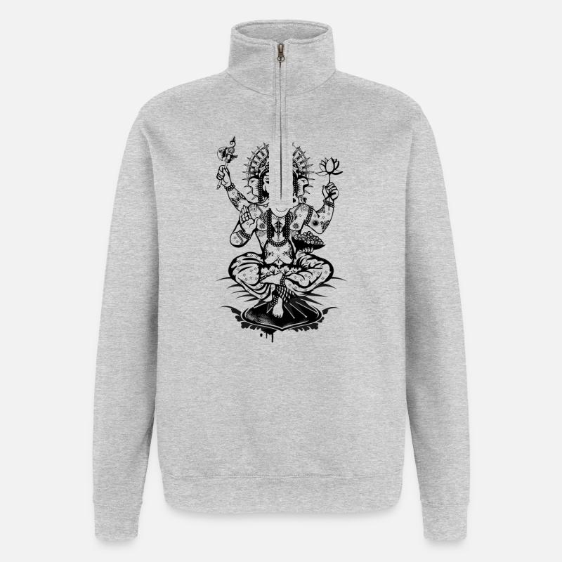 Ganesha ein Gott mit Elefantenkopf - Quarter-Zip-Sweatshirt - Grau meliert