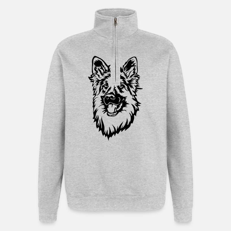 Deutscher Schäferhund - Quarter-Zip-Sweatshirt - Grau meliert