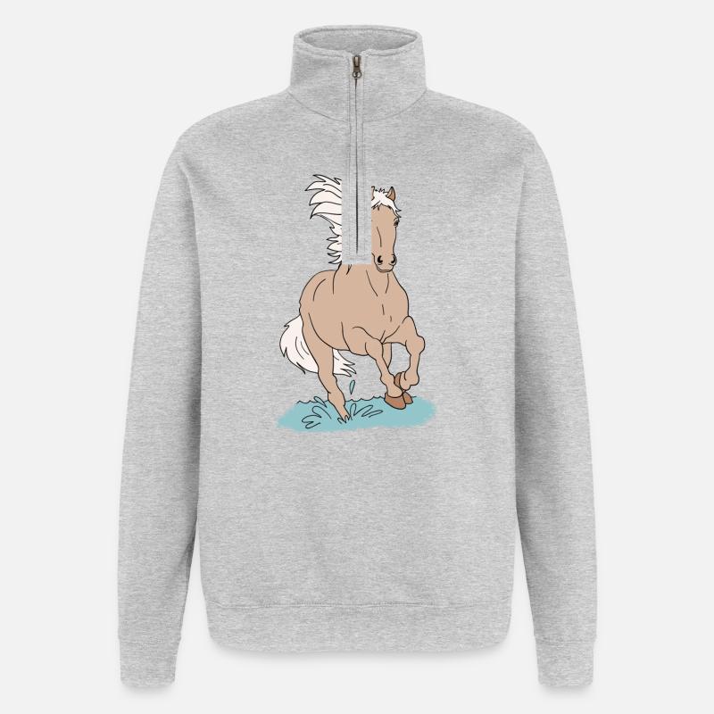 Chevaux de cheval - Sweat à zip 1/4 - gris chiné