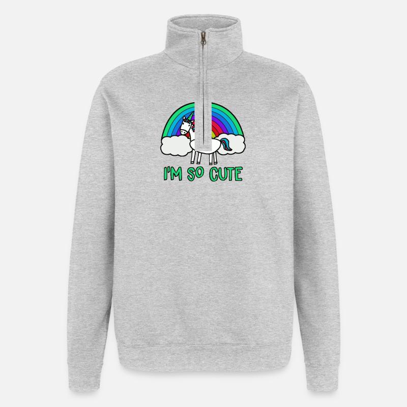 Ich bin so süß - Quarter-Zip-Sweatshirt - Grau meliert