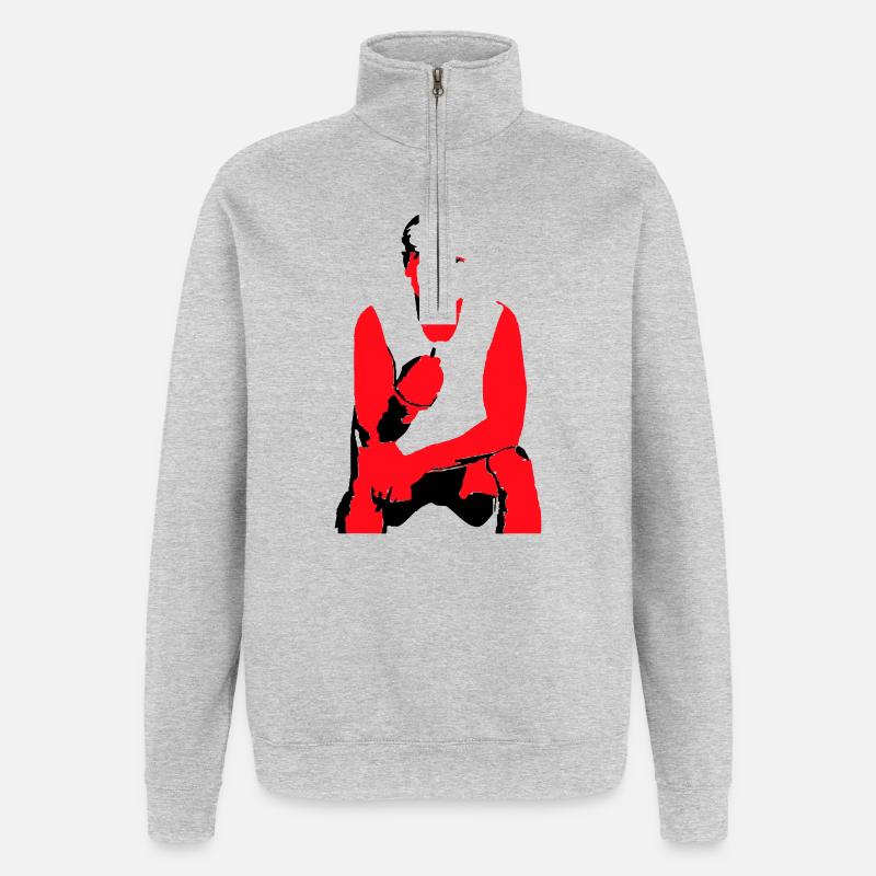 Bruder - Quarter-Zip-Sweatshirt - Grau meliert