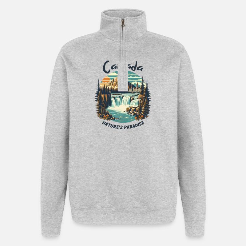 Kanadas Landschaft - Quarter-Zip-Sweatshirt - Grau meliert
