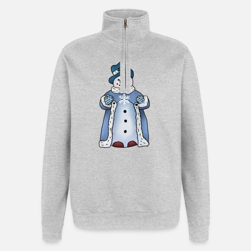 feiner Schneemann - Quarter-Zip-Sweatshirt - Grau meliert