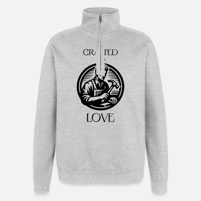 Fabriquer avec amour - Sweat à zip 1/4 - gris chiné