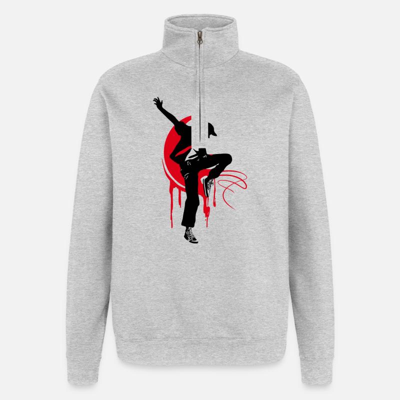 Breakdancer Dancer Silhouette en Rouge Noir - Sweat à zip 1/4 - gris chiné