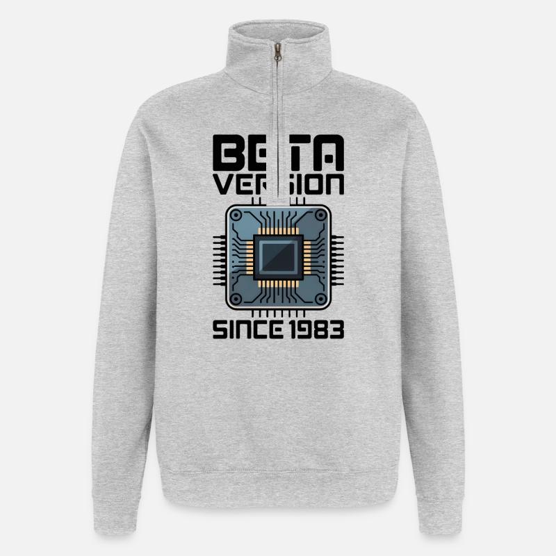 Futuristic microchip screen design - Quarter-Zip Sweatshirt - heather grey