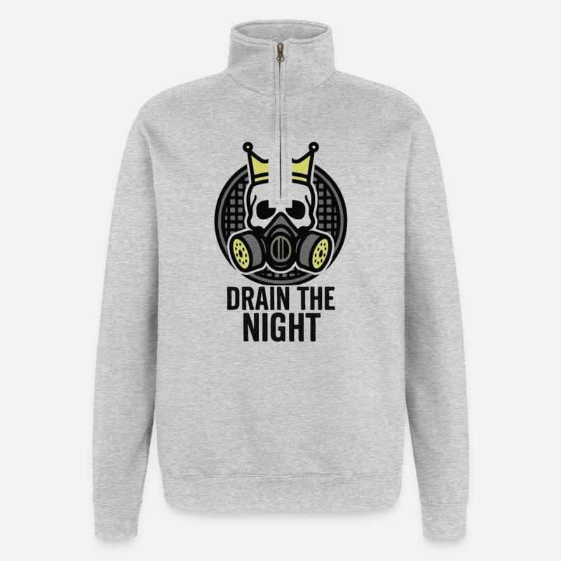 Underground - Roi Squelette - Drain the night - Sweat à zip 1/4 - gris chiné