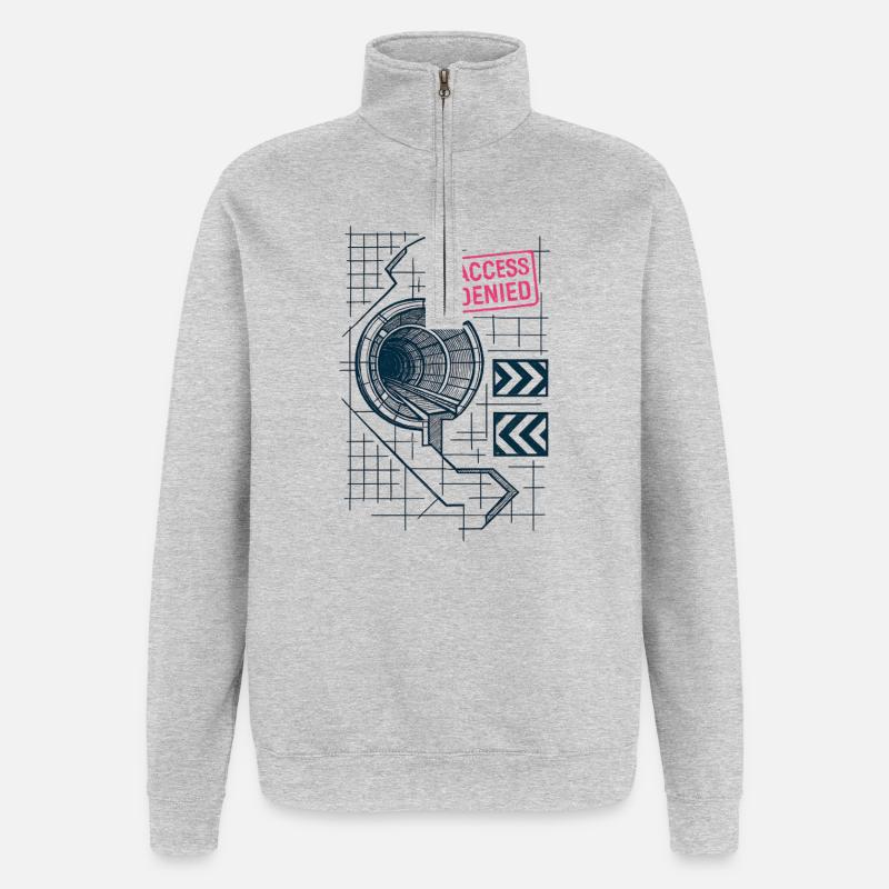 Accès Interdit - Underground - Sweat à zip 1/4 - gris chiné