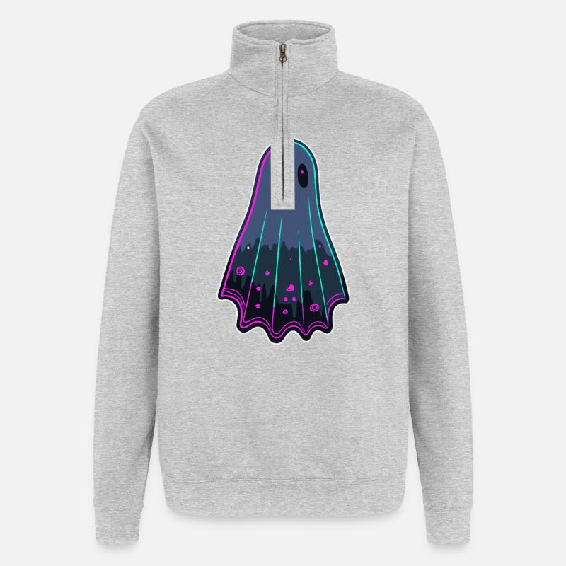 Ghost Neon Mystical Silhouette - Quarter-Zip Sweatshirt - heather grey
