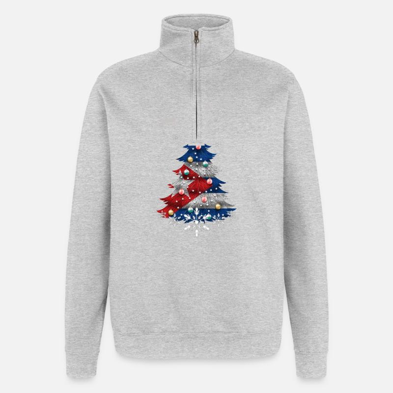 Christmas tree with Cuba flag - Quarter-Zip Sweatshirt - heather grey