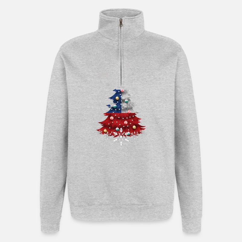 Sapin de Noël avec drapeau chilien - Sweat à zip 1/4 - gris chiné