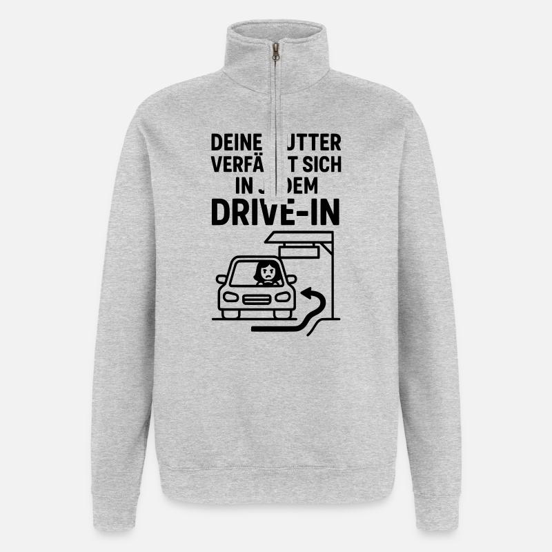 Your Mudda Drive In - Quarter-Zip Sweatshirt - heather grey