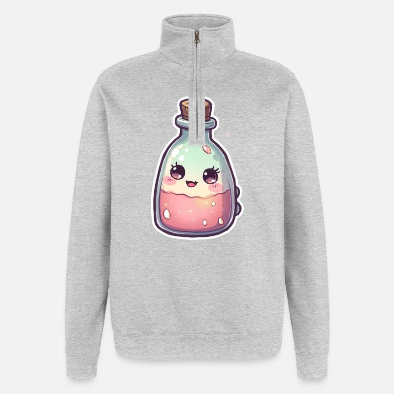 Cute kawaii cake potion bottle - Quarter-Zip Sweatshirt - heather grey