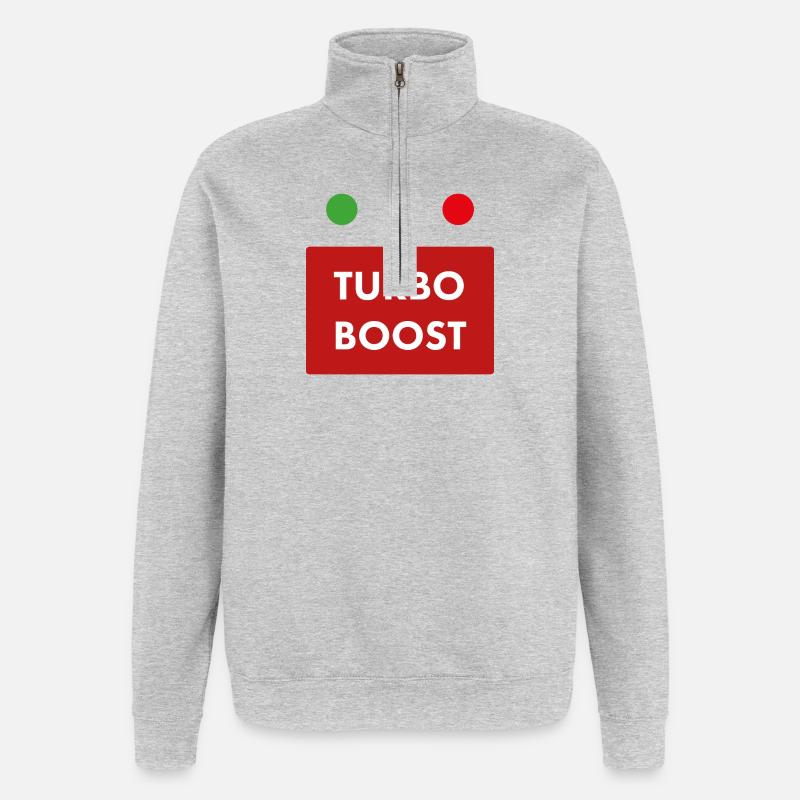 Turbo Boost Retro Text - Quarter-Zip Sweatshirt - heather grey