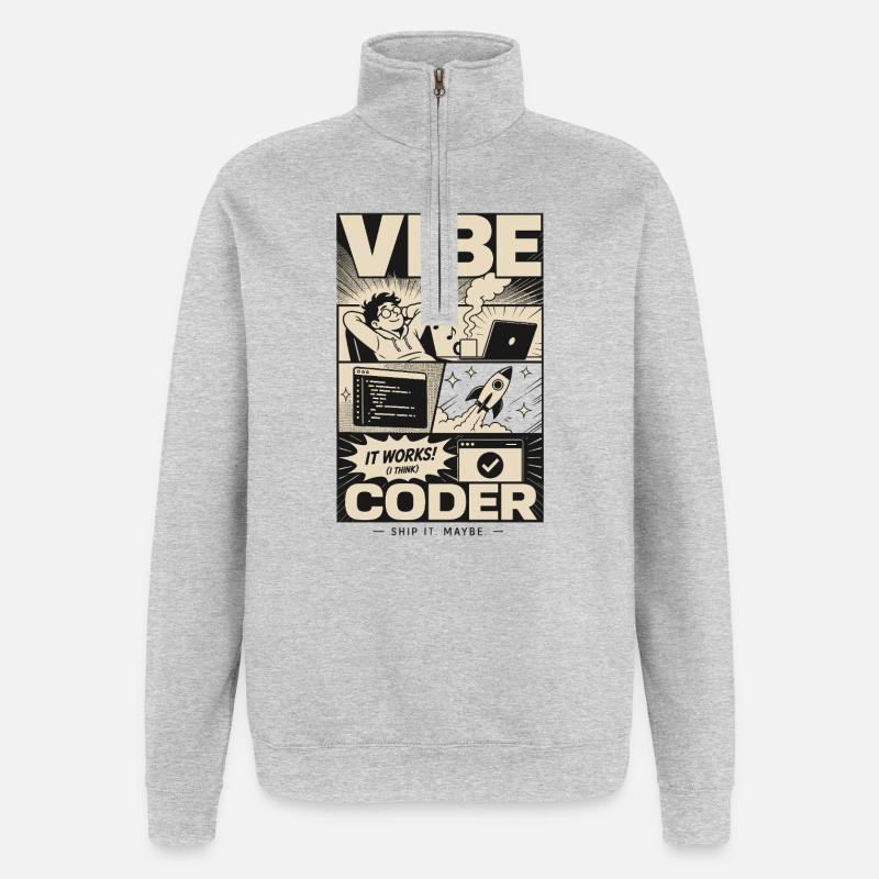 Vibe Coder Programmer Humor - Quarter-Zip Sweatshirt - heather grey