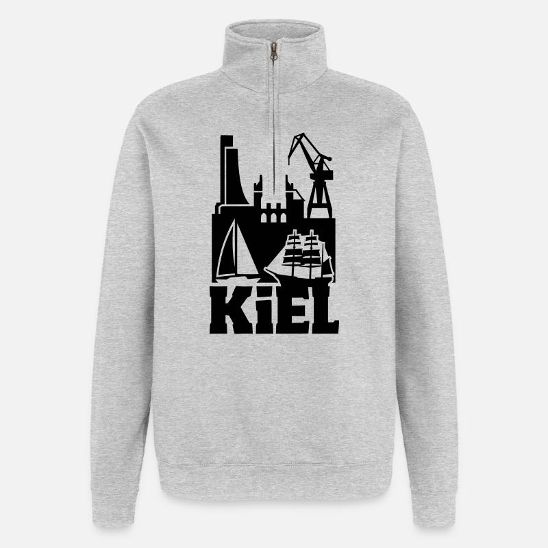 Kiel Silhouette Wahrzeichen - Quarter-Zip-Sweatshirt - Grau meliert