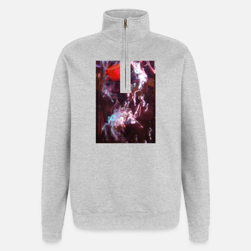 Reflet du fluide néon - Sweat à zip 1/4 - gris chiné