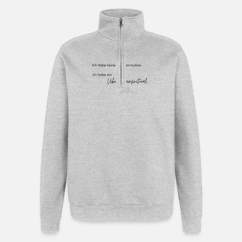LIEBEVOLL Morgenroutine Meer - Quarter-Zip-Sweatshirt - Grau meliert