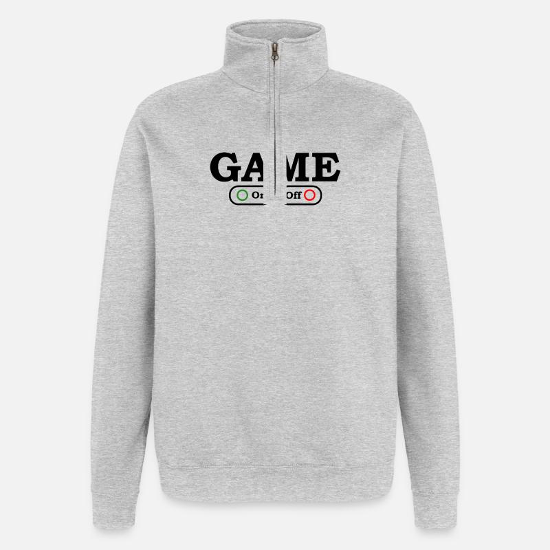 Spielmodus: Ein/Aus - Quarter-Zip-Sweatshirt - Grau meliert