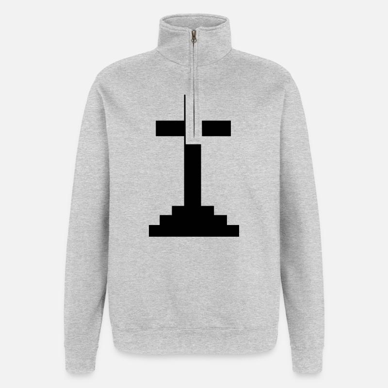 Kreuz (V) - Quarter-Zip-Sweatshirt - Grau meliert