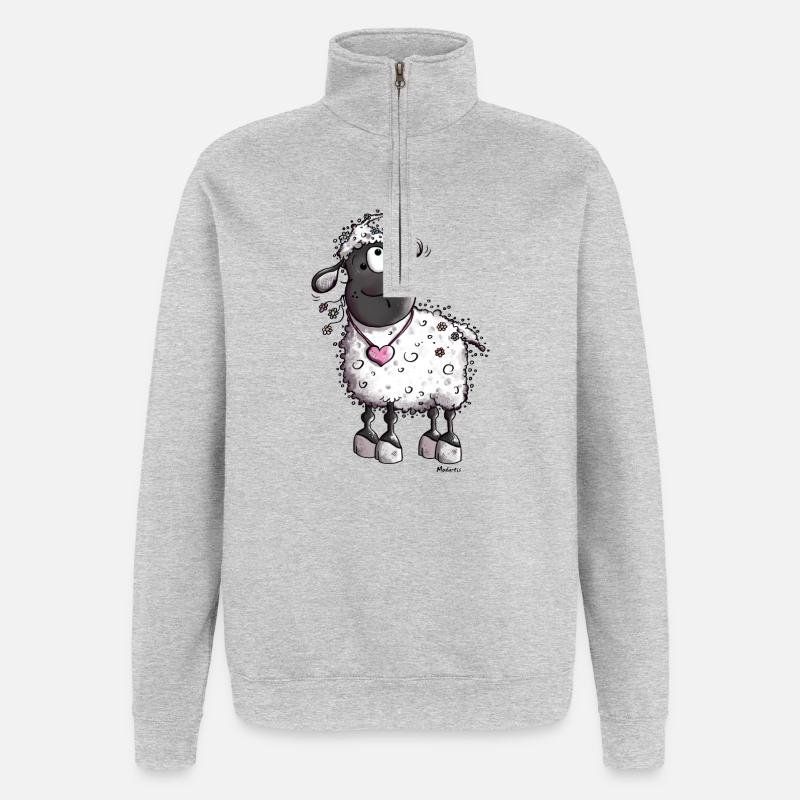Mouton Rêveuse - Sweat à zip 1/4 - gris chiné