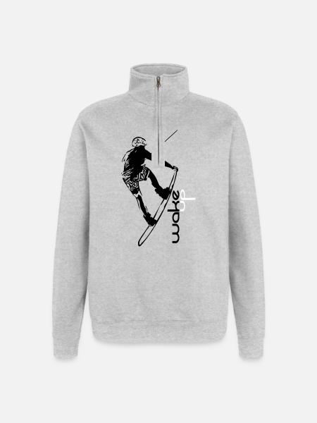 wake up wakeboard - Quarter-Zip-Sweatshirt - Grau meliert
