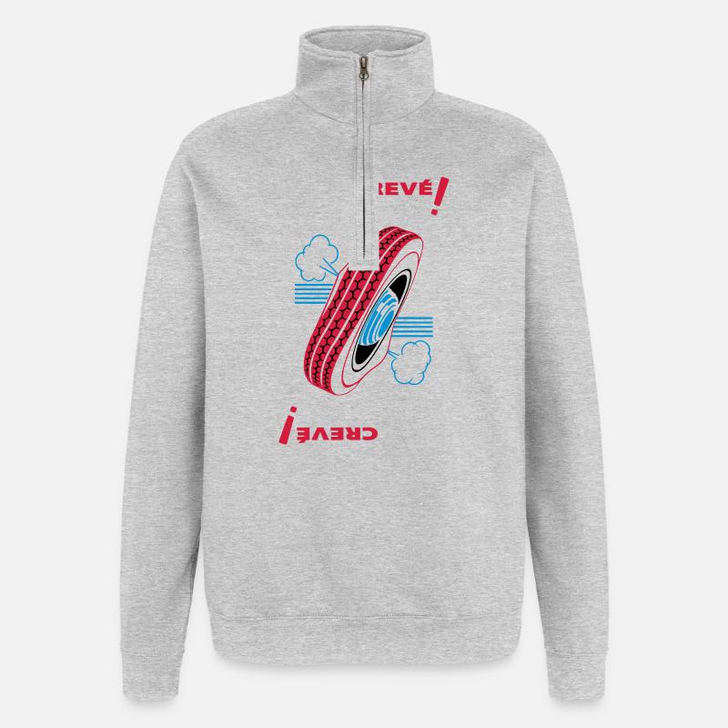 Müde! - Quarter-Zip-Sweatshirt - Grau meliert