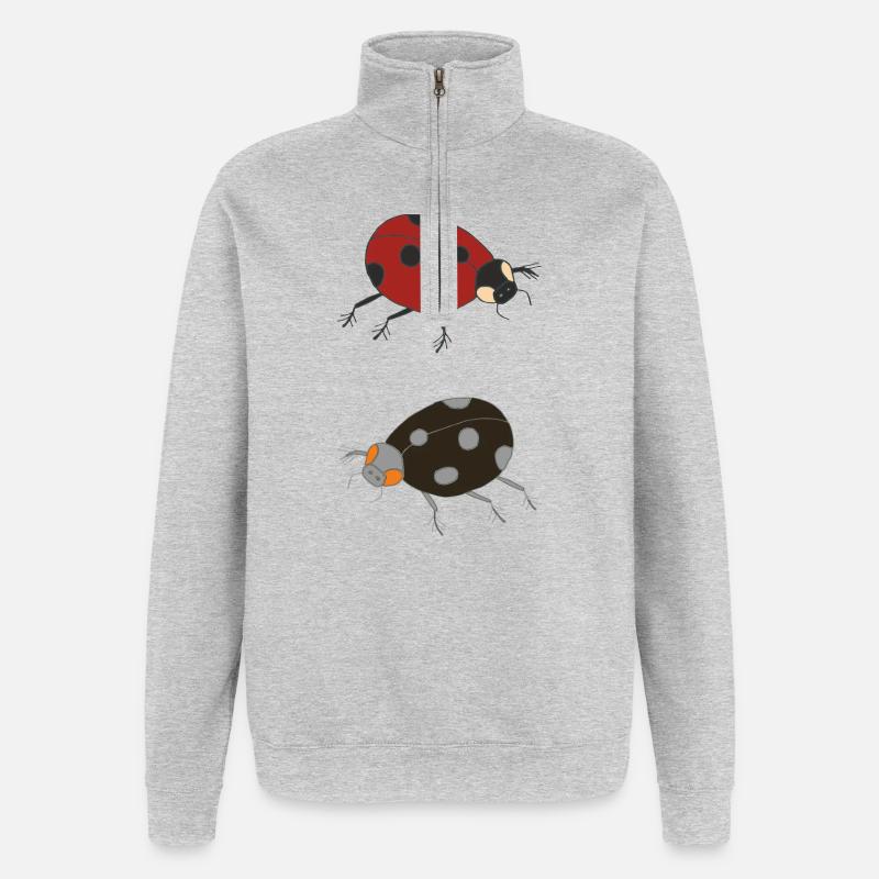 marienkäfer duo farbig - Quarter-Zip-Sweatshirt - Grau meliert