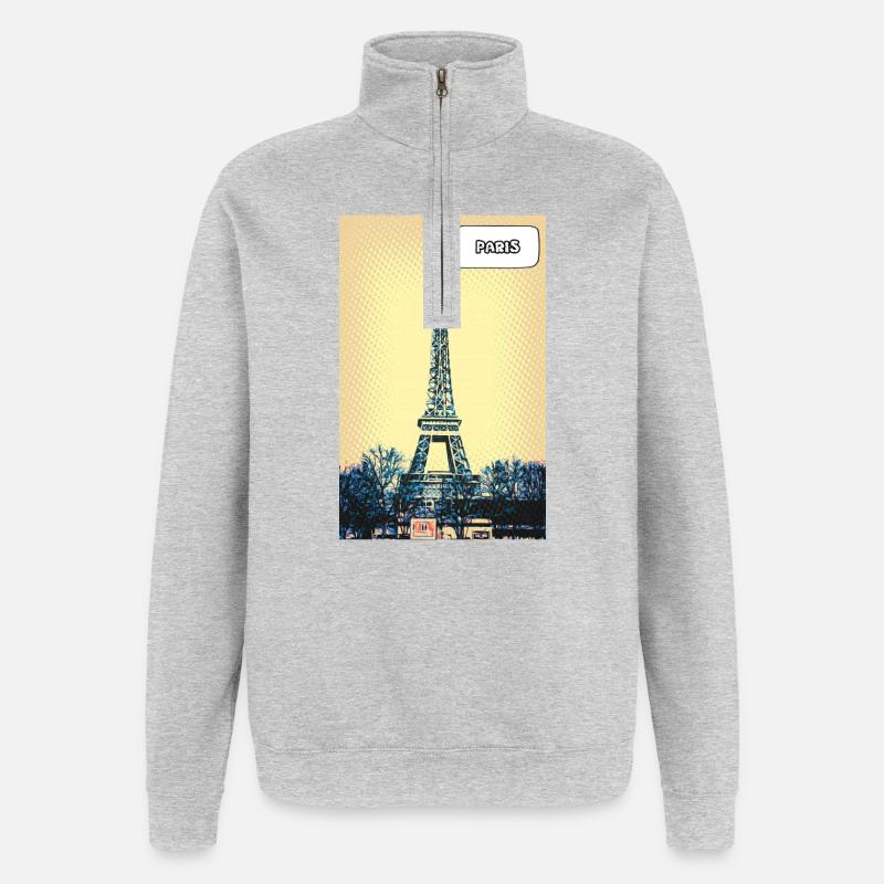 Eiffel Pop Art Paris - Quarter-Zip Sweatshirt - heather grey