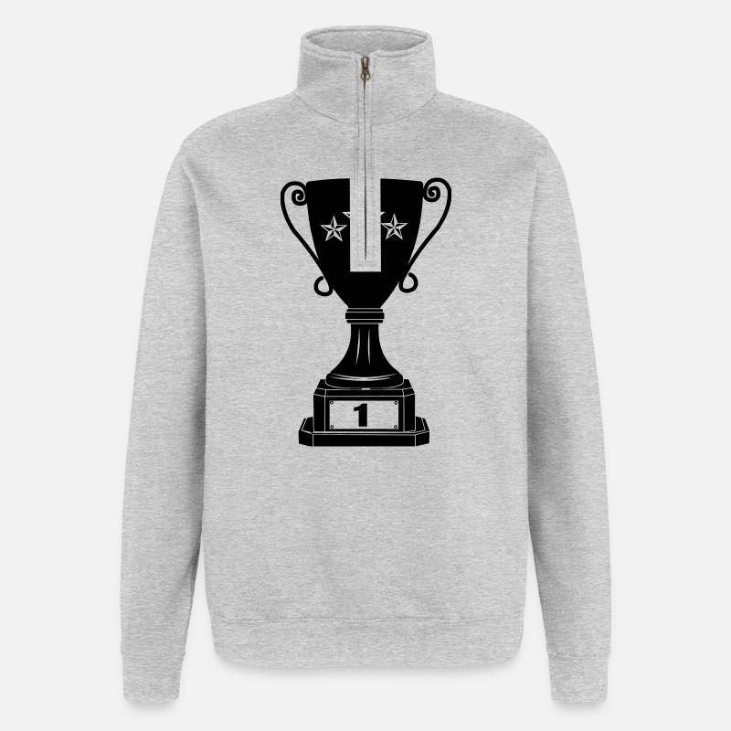 Großer Pokal Nummer 1 - Quarter-Zip-Sweatshirt - Grau meliert