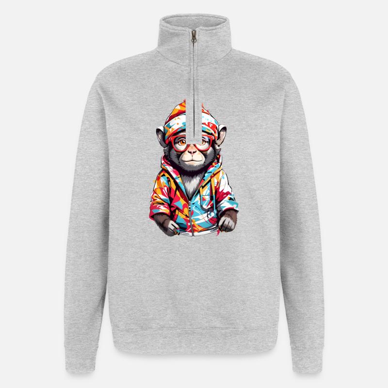 Cool monkey - Quarter-Zip Sweatshirt - heather grey