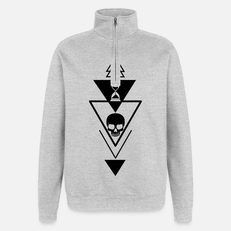 Der Lauf der Zeit (Schwarz) - Quarter-Zip-Sweatshirt - Grau meliert