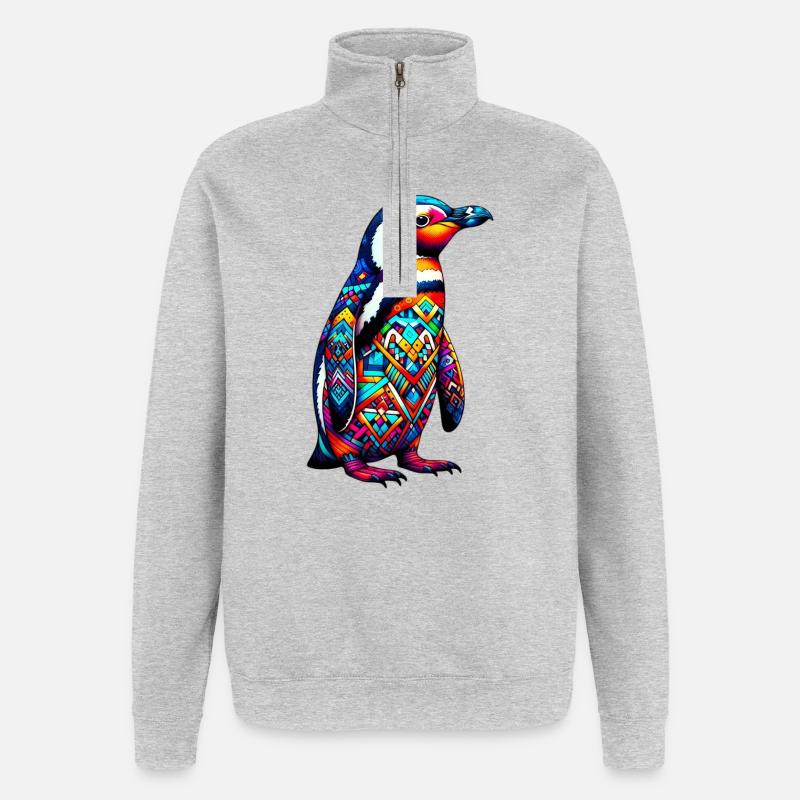 Pingouin - Sweat à zip 1/4 - gris chiné