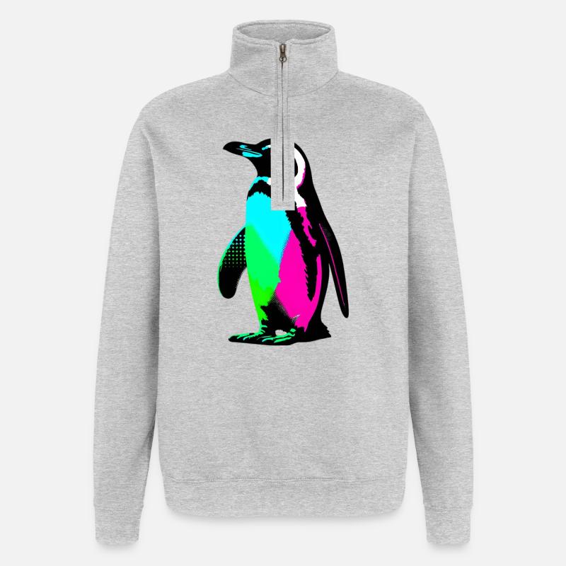 Pinguin - Quarter-Zip-Sweatshirt - Grau meliert